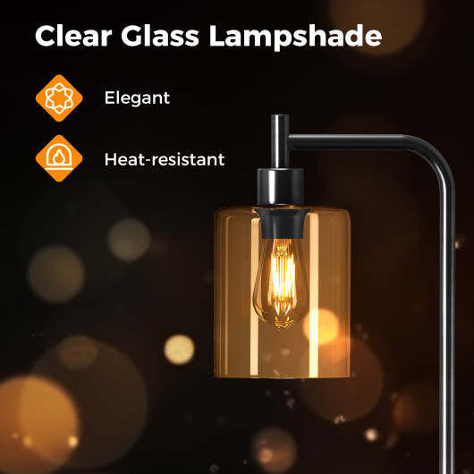 Modern Industrial Floor Lamp with Hanging Glass Shade and Foot Switch - Image 7