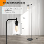 Modern Industrial Floor Lamp with Hanging Glass Shade and Foot Switch