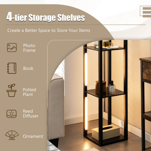 64 Inch Modern Floor Lamp with Shelves and Dimmable LED Bulbs - Image 5