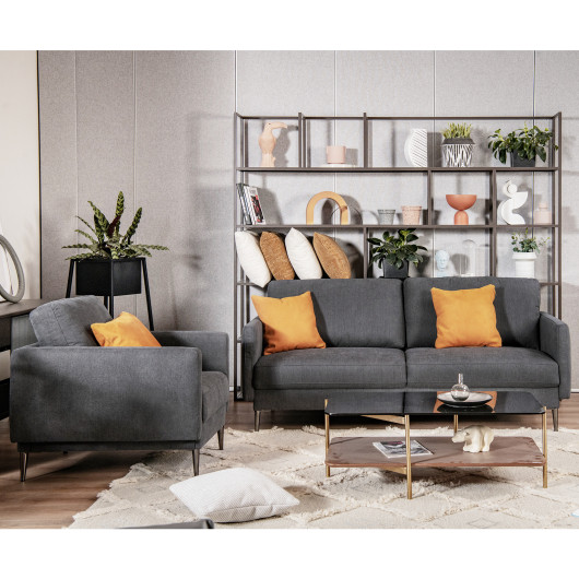 Modern Sofa with Metal Legs and Removable Backrest Cushion