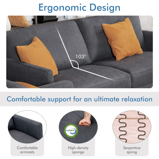Modern Sofa with Metal Legs and Removable Backrest Cushion