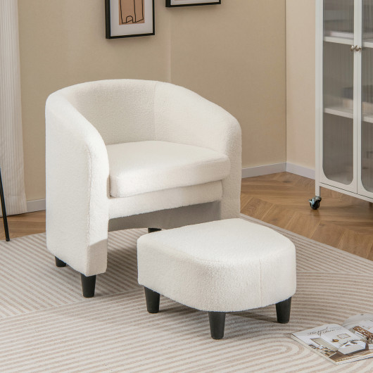 Space-Saving Barrel Chair with Ottoman and Removable Cushion