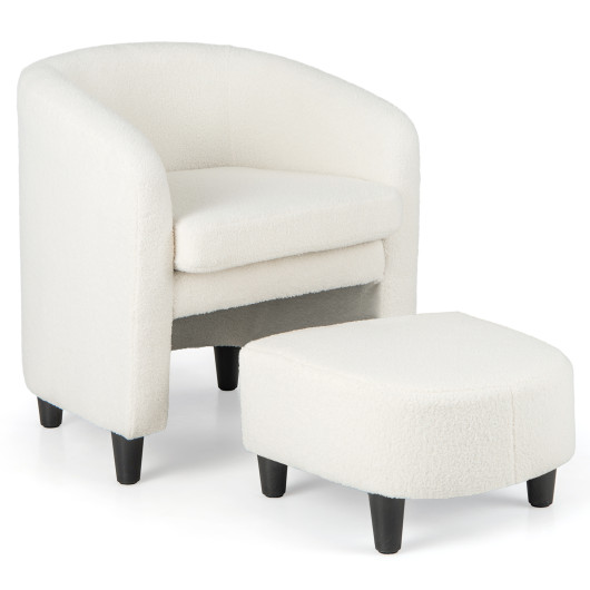 Space-Saving Barrel Chair with Ottoman and Removable Cushion