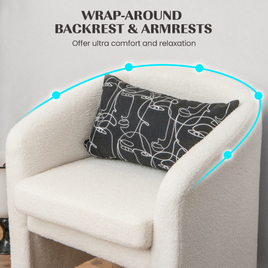 Space-Saving Barrel Chair with Ottoman and Removable Cushion