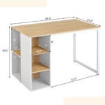 Rustic Brown Computer Desk with Shelves and Metal Frame