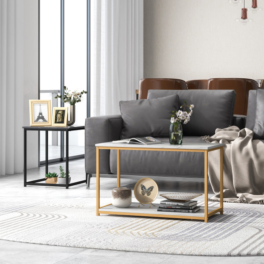 Modern Black Nesting Coffee Table with Storage (Set of 3)