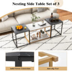 Modern Black Nesting Coffee Table with Storage (Set of 3)