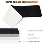 Non-Slip Washable Stair Treads Polyester Carpet Brown (Set of 15)