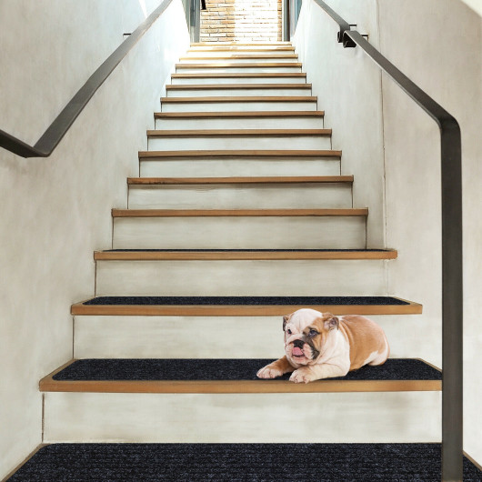 Non-Slip Washable Stair Treads Polyester Carpet Brown (Set of 15) - Image 13