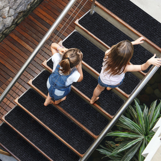 Non-Slip Washable Stair Treads Polyester Carpet Brown (Set of 15) - Image 14