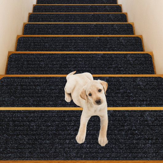 Non-Slip Washable Stair Treads Polyester Carpet Brown (Set of 15) - Image 8