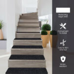 Non-Slip Washable Stair Treads Polyester Carpet Brown (Set of 15)