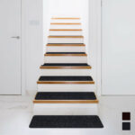 Non-Slip Washable Stair Treads Polyester Carpet Brown (Set of 15)