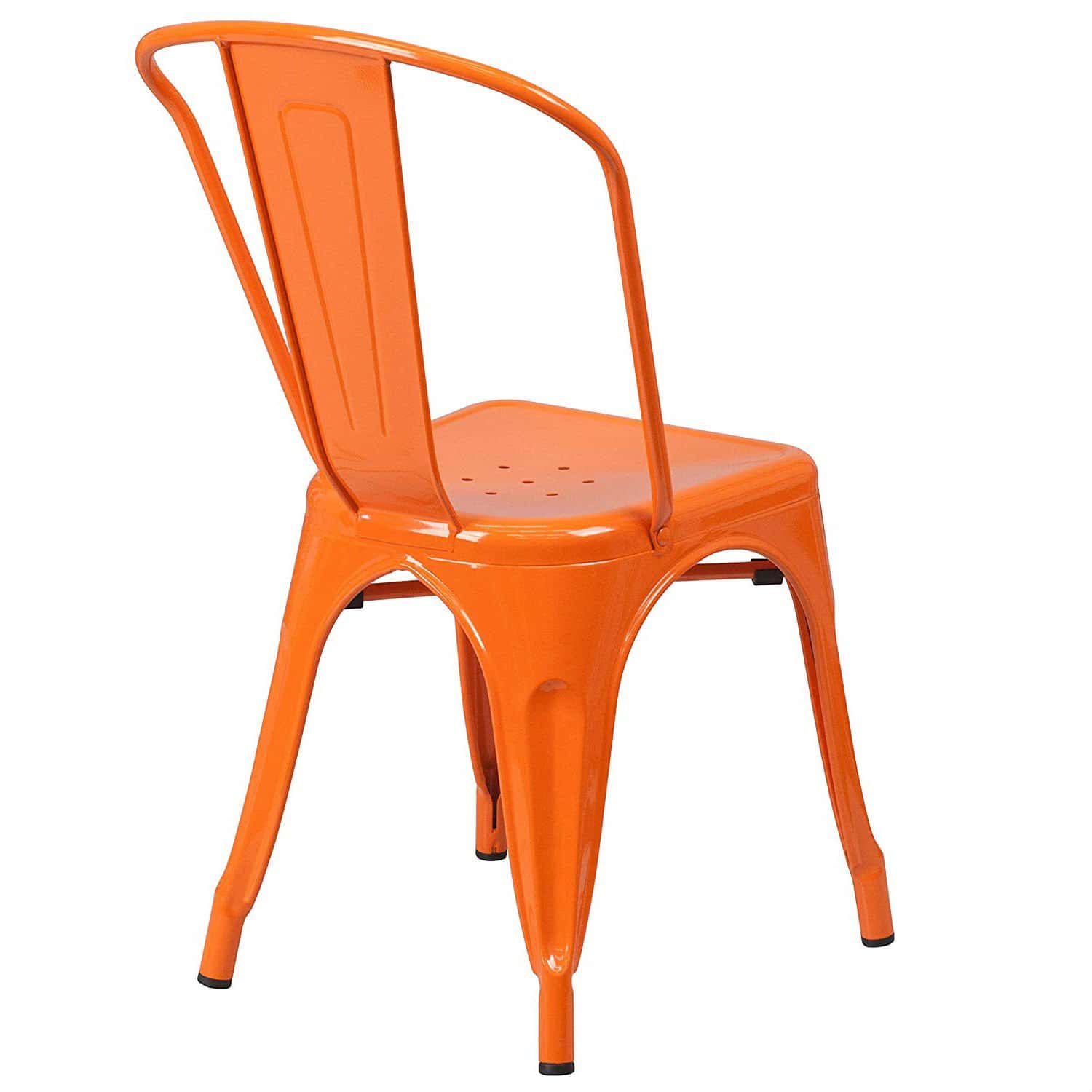 Orange Metal Stacking Bistro Dining Chairs Indoor Outdoor (Set of 4)