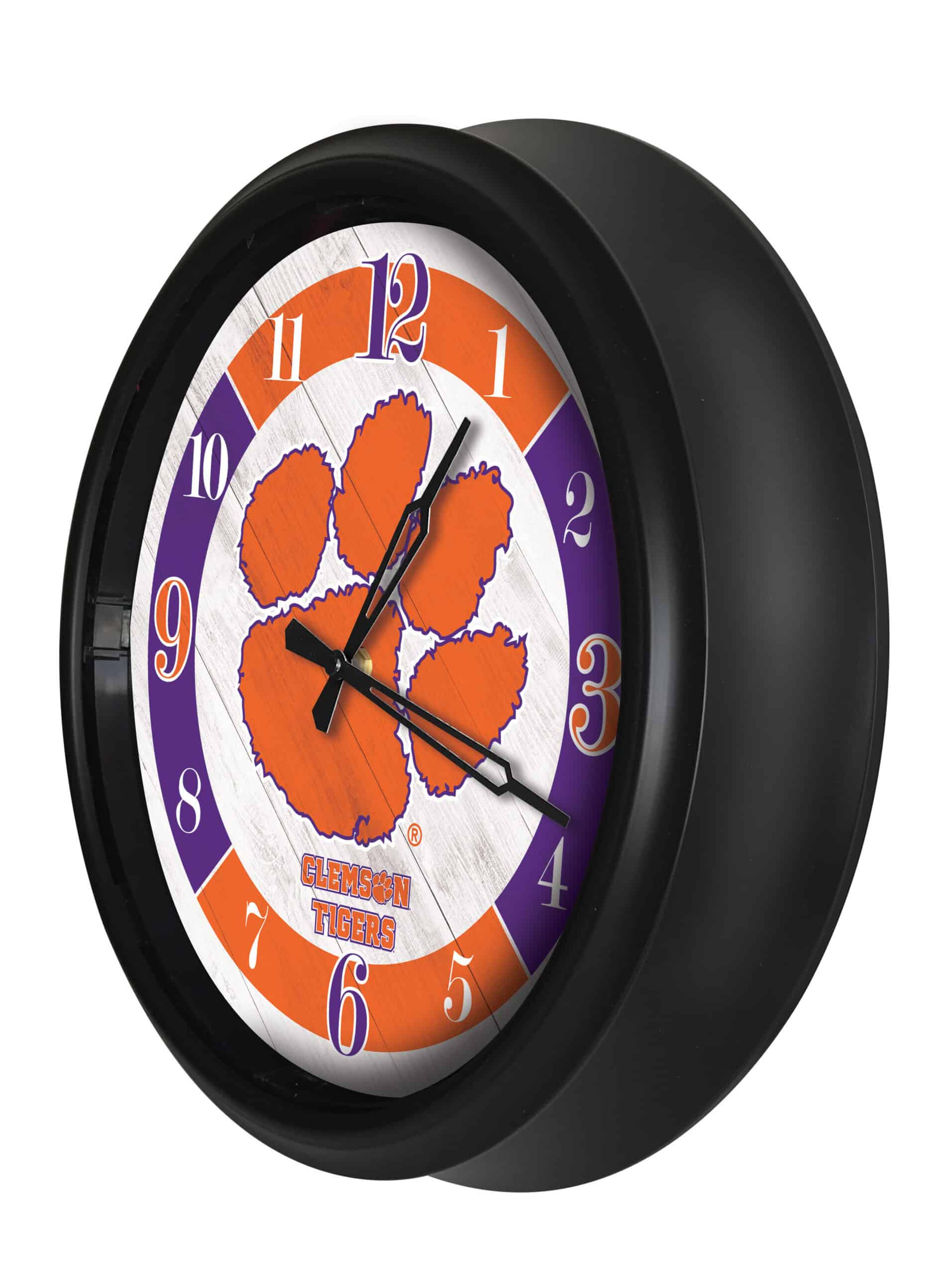 Clemson 14-Inch Indoor/Outdoor LED Wall Clock in Black