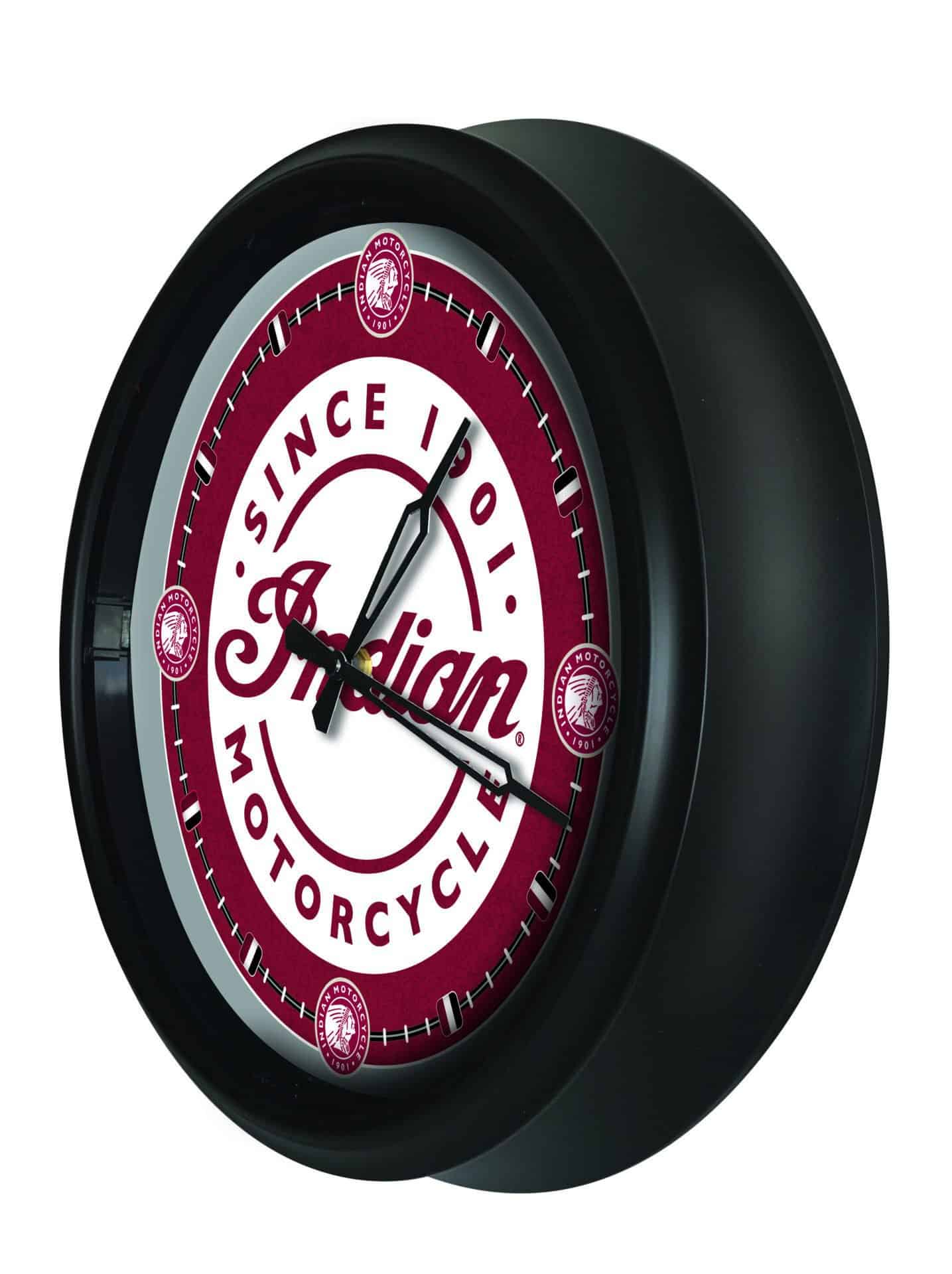Indian Motorcycle (Script) 14-Inch Indoor/Outdoor LED Wall Clock in Black - Image 2