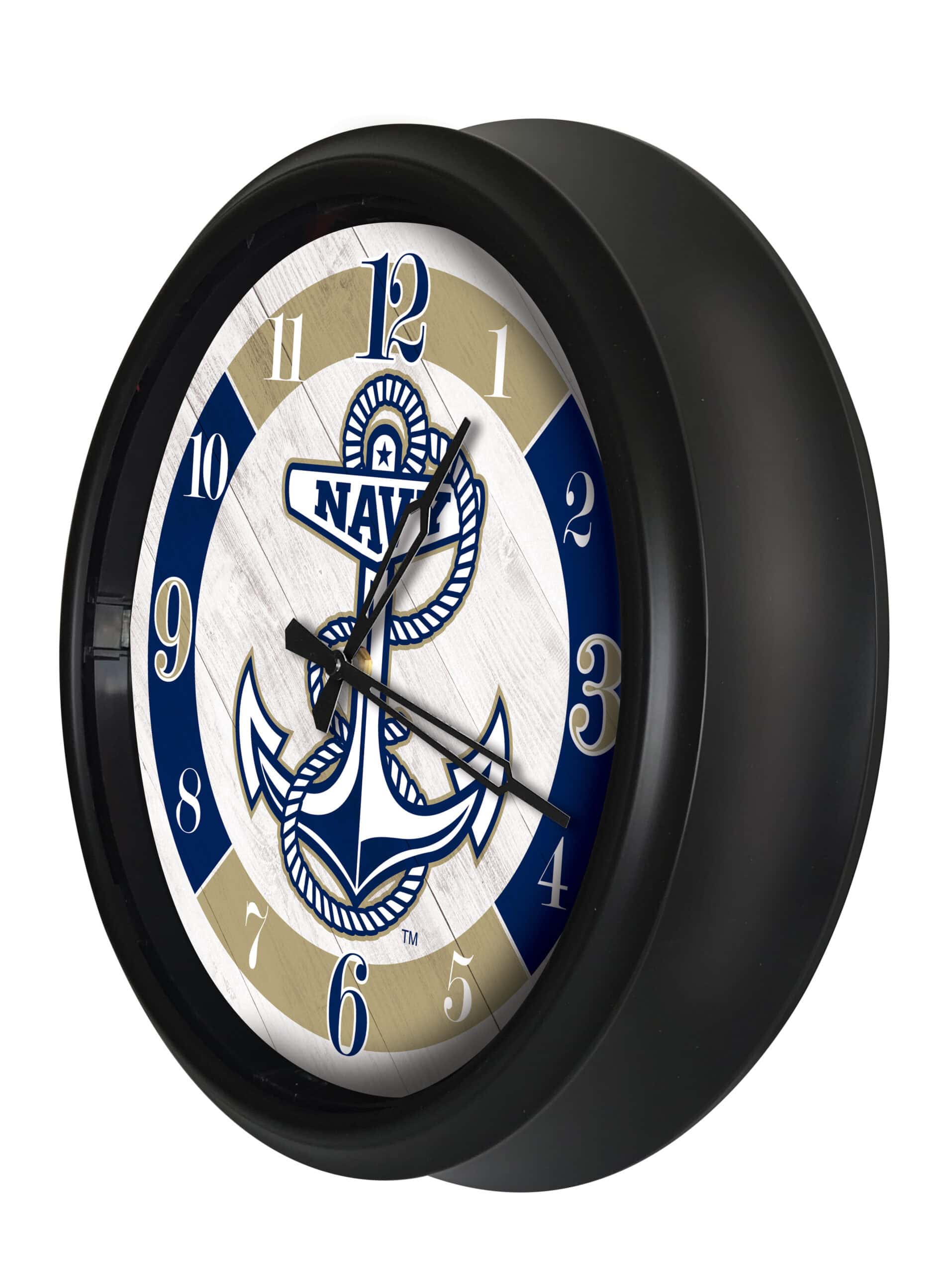 US Naval Academy 14-Inch Indoor/Outdoor LED Wall Clock in Black