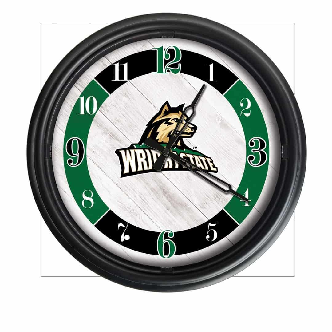 Wright State University 14-Inch Indoor/Outdoor LED Wall Clock in Black
