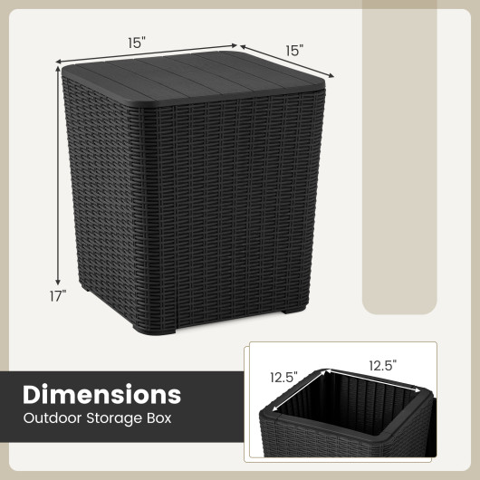 Outdoor Resin Storage End Table with Removable Lid and Wicker - Image 12