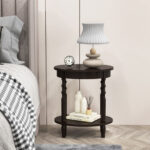 Mid Century Modern 2 Tier Oval Side Table with Storage
