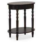 Mid Century Modern 2 Tier Oval Side Table with Storage
