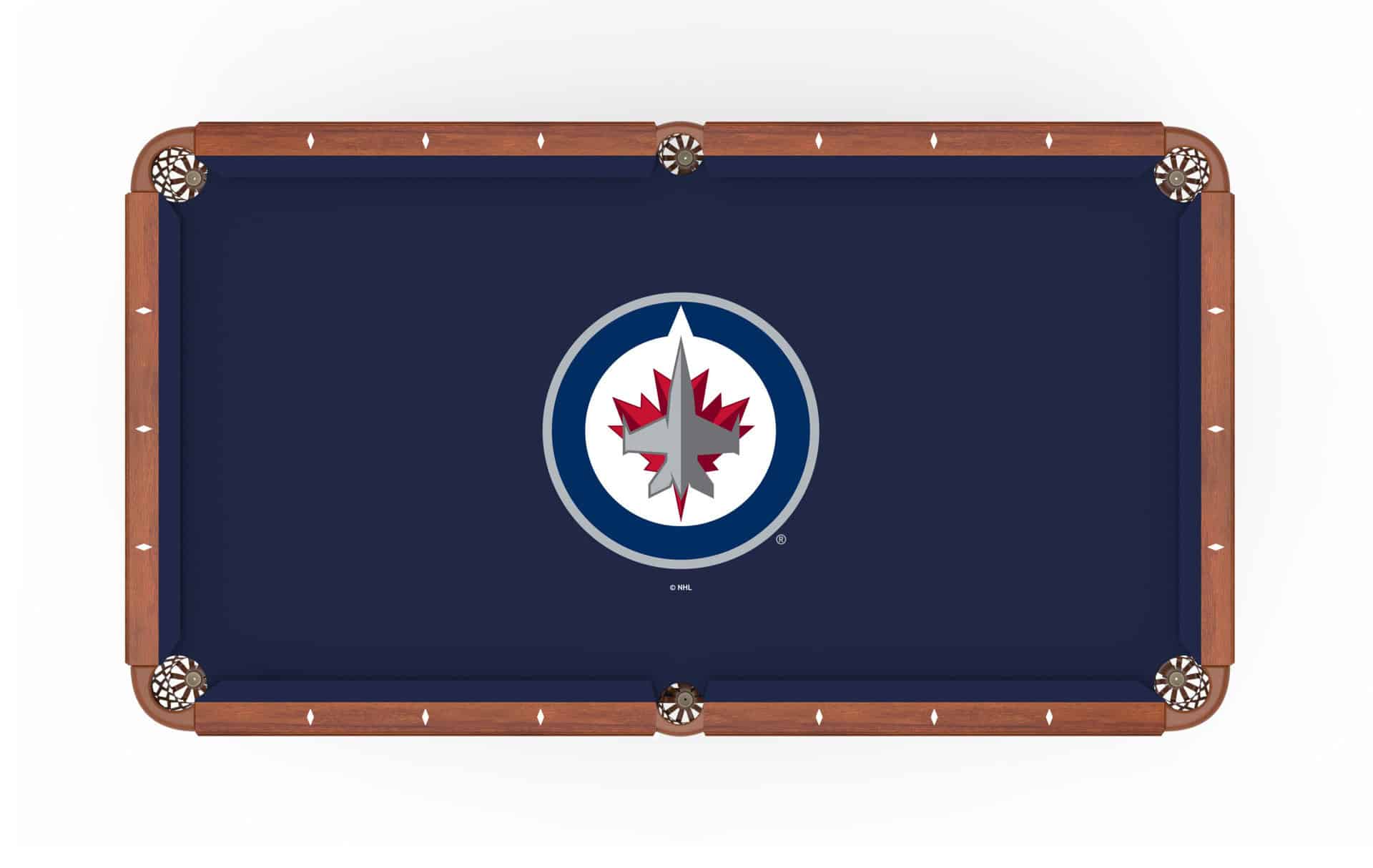 Winnipeg Jets Pool Table with Navajo Finish and Tapered Leg