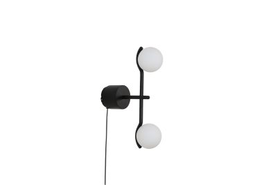 PLUTO Black Wall Lamp with White Glass