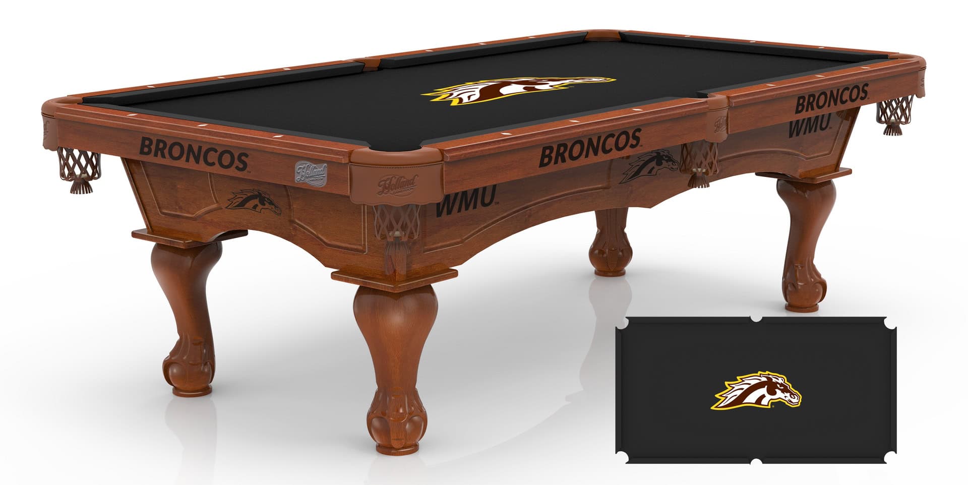 Western Michigan University Pool Table with Chardonnay Finish and Claw Leg