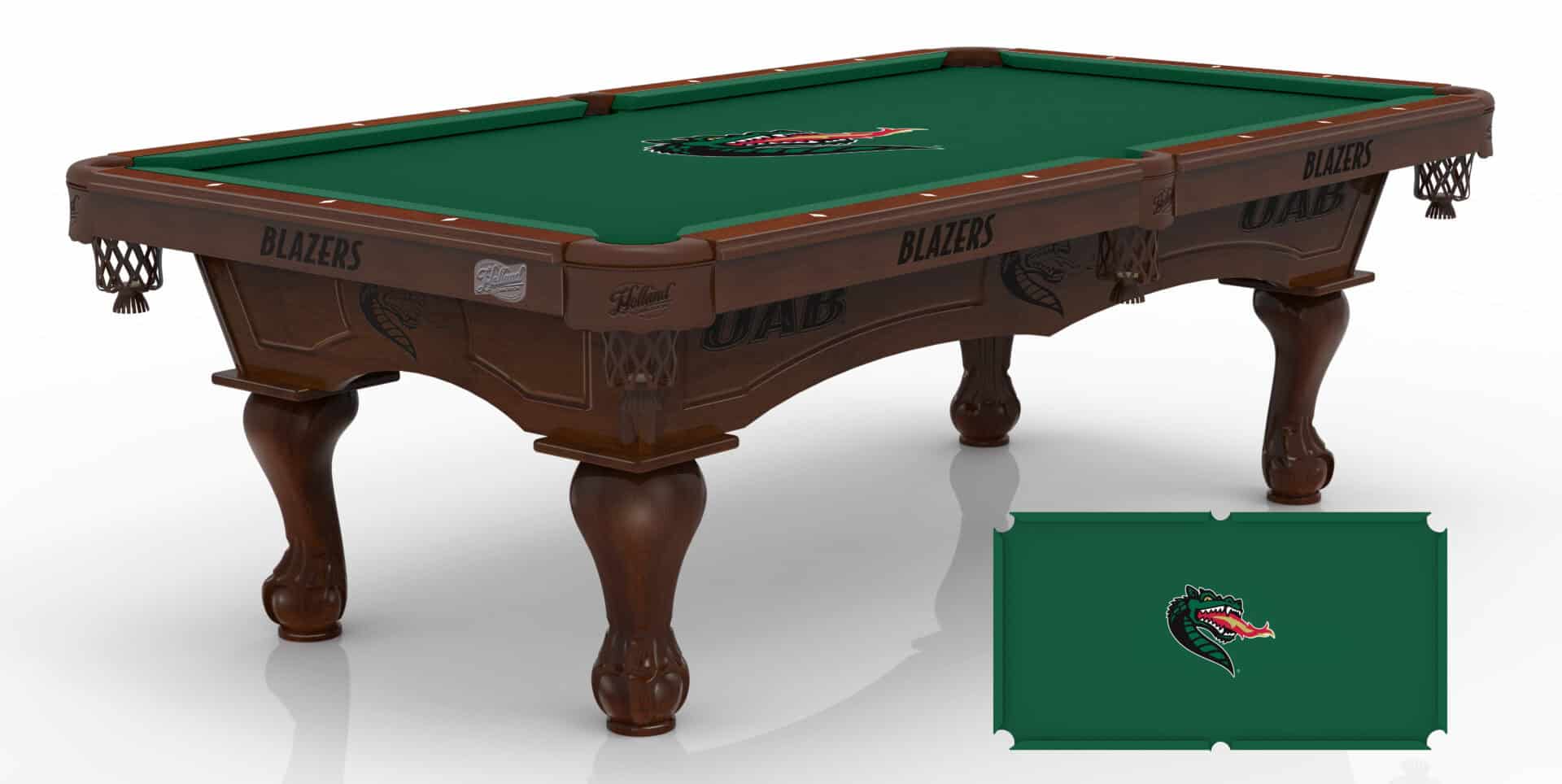 University of Alabama - Birmingham Pool Table with Navajo Finish and Tapered Leg