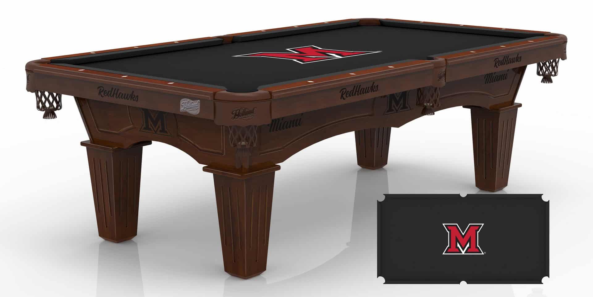 Miami (OH) University Pool Table with Navajo Finish and Tapered Leg