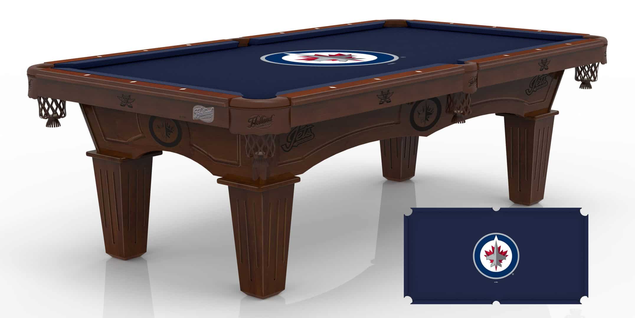 Winnipeg Jets Pool Table with Navajo Finish and Tapered Leg