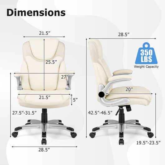Ergonomic PU Leather Office Chair with Flip-up Armrests