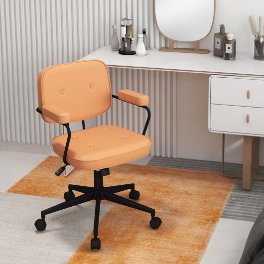 Ergonomic PU Leather Office Chair with Rocking Backrest Orange