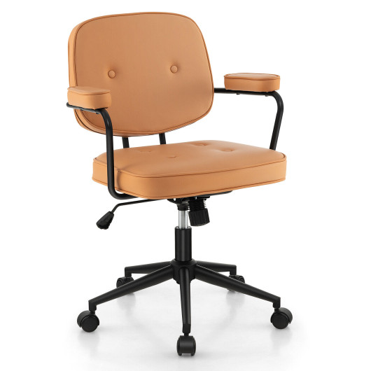 Ergonomic PU Leather Office Chair with Rocking Backrest Orange