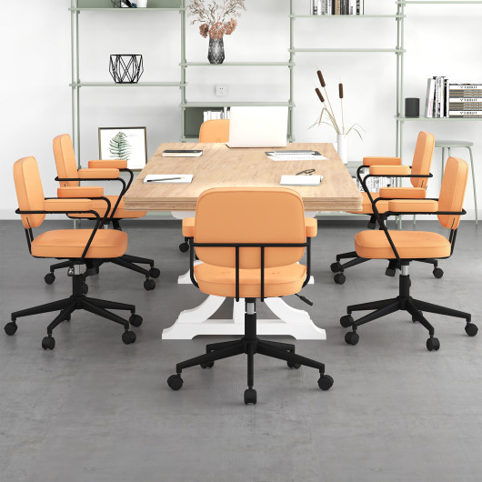 Ergonomic PU Leather Office Chair with Rocking Backrest Orange