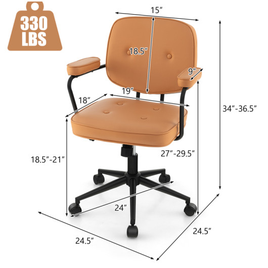 Ergonomic PU Leather Office Chair with Rocking Backrest Orange