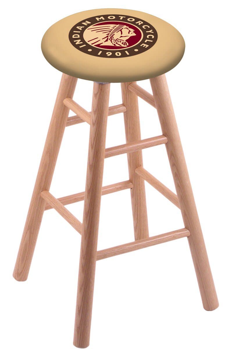 Indian Motorcycle 24" Swivel Oak Counter Stool in Natural Finish