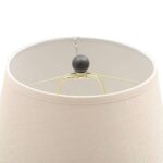 Rustic Bronze Table Lamp with Beige Linen Shade
