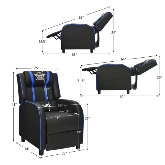 Reclining Massage Gaming Chair with Adjustable Backrest and Footrest - Image 12