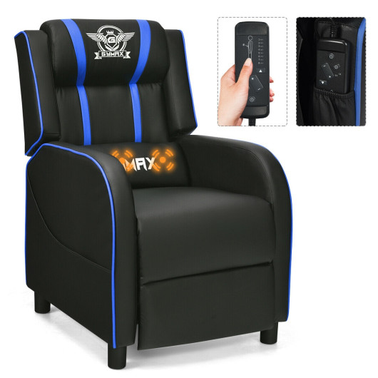 Reclining Massage Gaming Chair with Adjustable Backrest and Footrest - Image 14