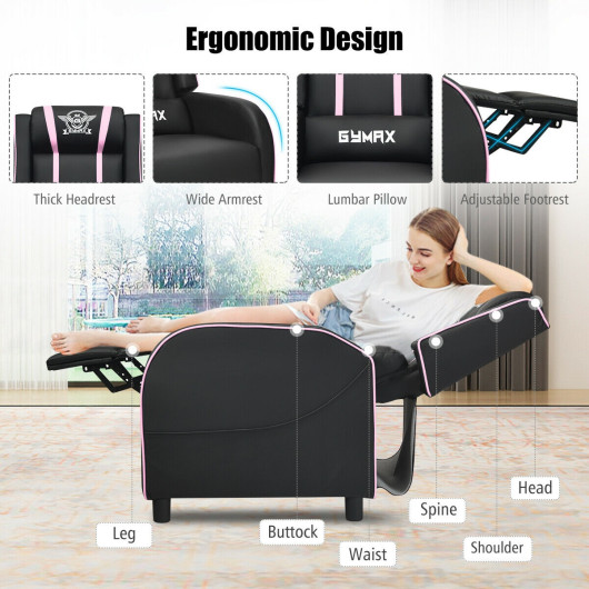 Reclining Massage Gaming Chair with Adjustable Backrest and Footrest - Image 16