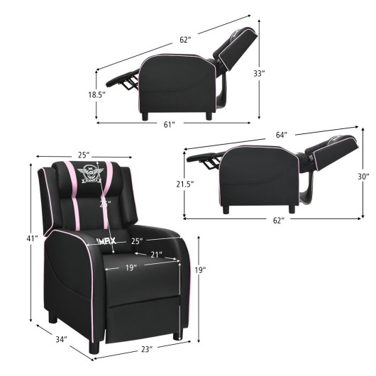 Reclining Massage Gaming Chair with Adjustable Backrest and Footrest - Image 19