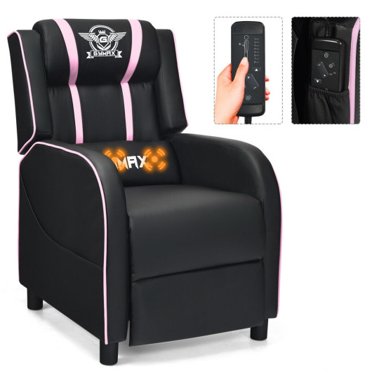 Reclining Massage Gaming Chair with Adjustable Backrest and Footrest - Image 21