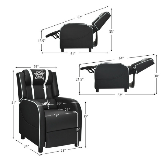 Reclining Massage Gaming Chair with Adjustable Backrest and Footrest - Image 26