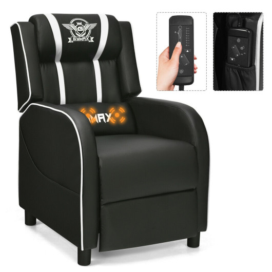 Reclining Massage Gaming Chair with Adjustable Backrest and Footrest - Image 28