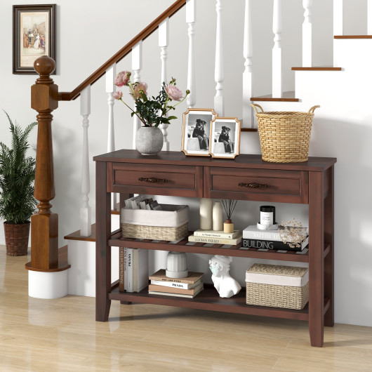 Retro Console Table with 2 Drawers and 2 Shelves - Image 2