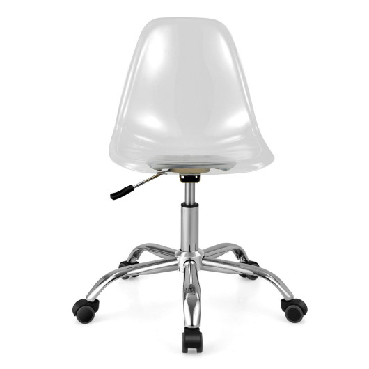 Clear Acrylic Adjustable Height Swivel Office Chair with Casters - Image 3