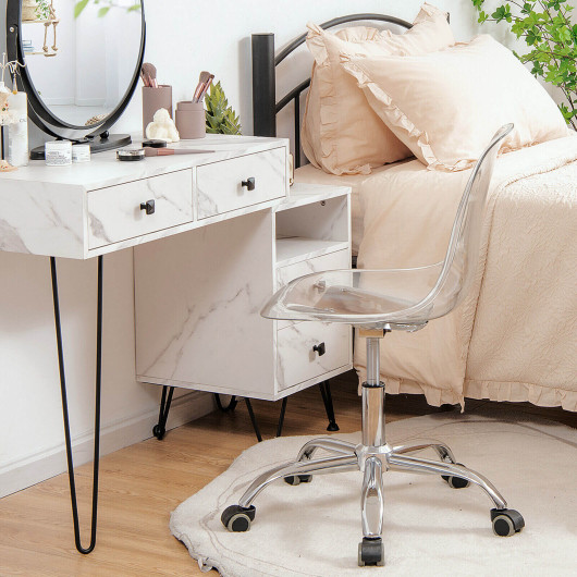 Clear Acrylic Adjustable Height Swivel Office Chair with Casters - Image 6