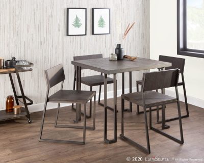 Roman Industrial Metal and Espresso Bamboo Dinette Table