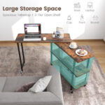 Rotating Sofa Side Table with Shelves and Lockable Casters